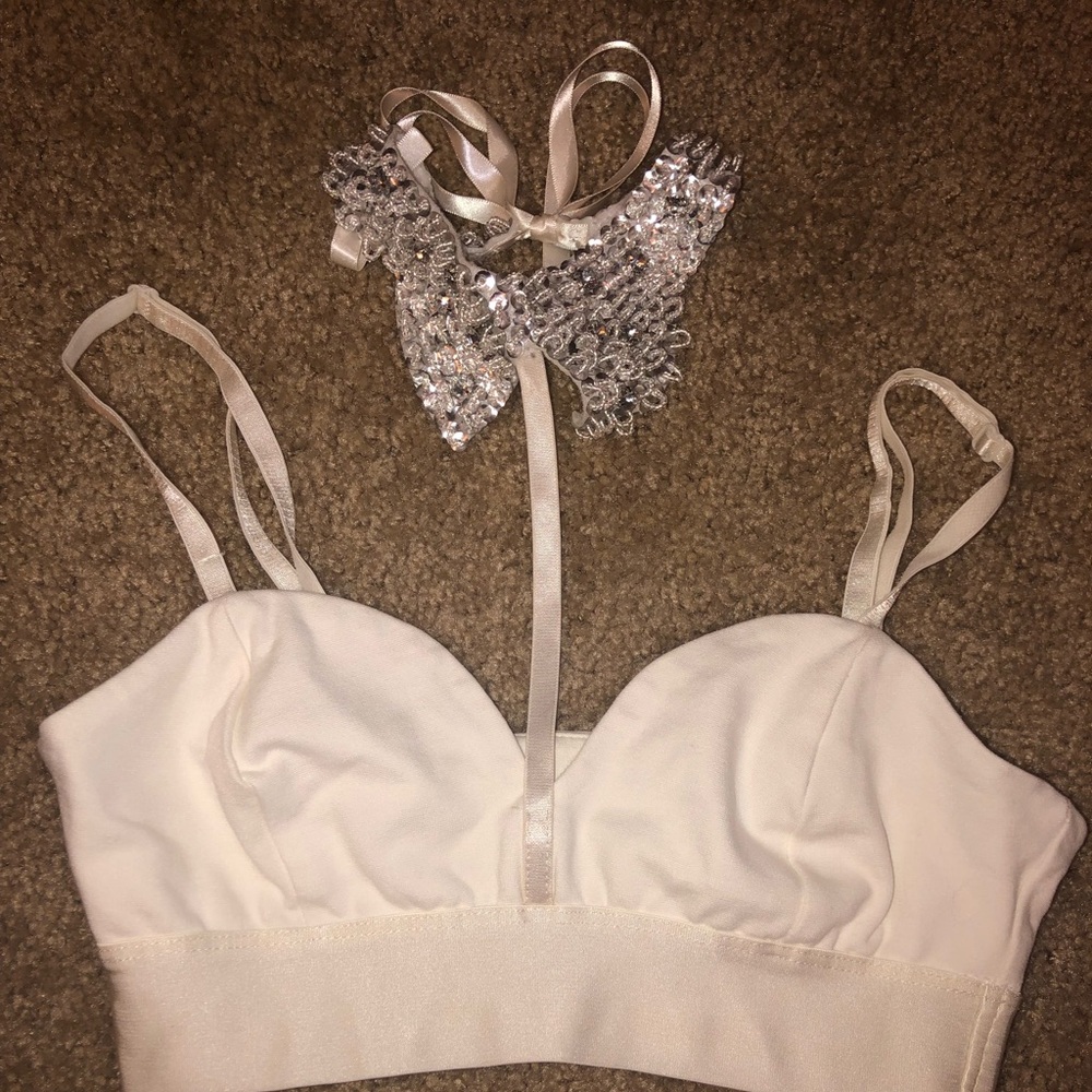 Bebe embellished sequins collar bra top